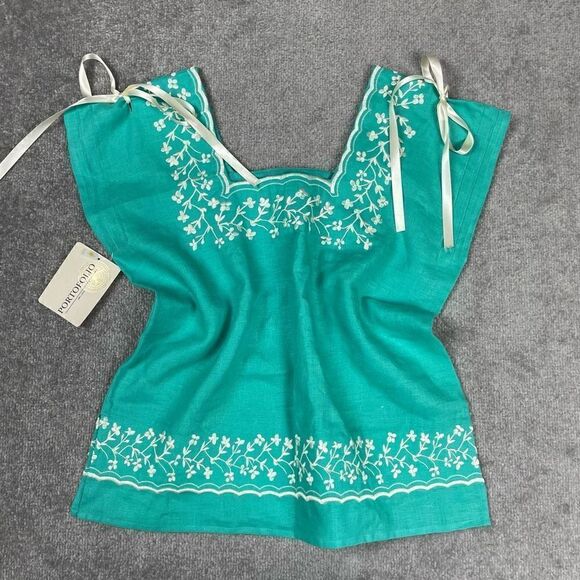 VTG Portfolio Women’s Small Caribbean Blue Linen Sleeveless Blouse Top NWT - Picture 1 of 5